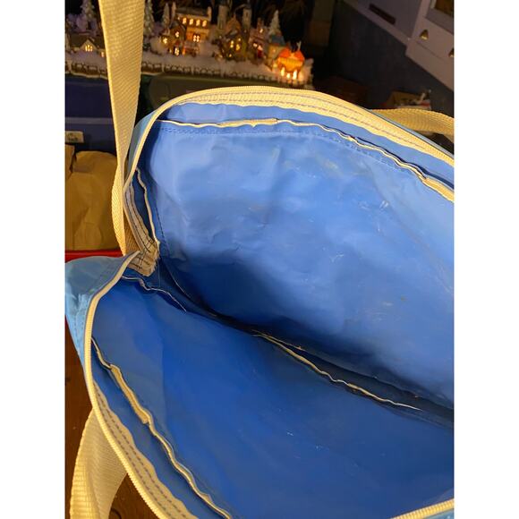 VTG Santa Fe Railroad Messenger Bag w hand and shoulder straps blue white nylon - Picture 11 of 14